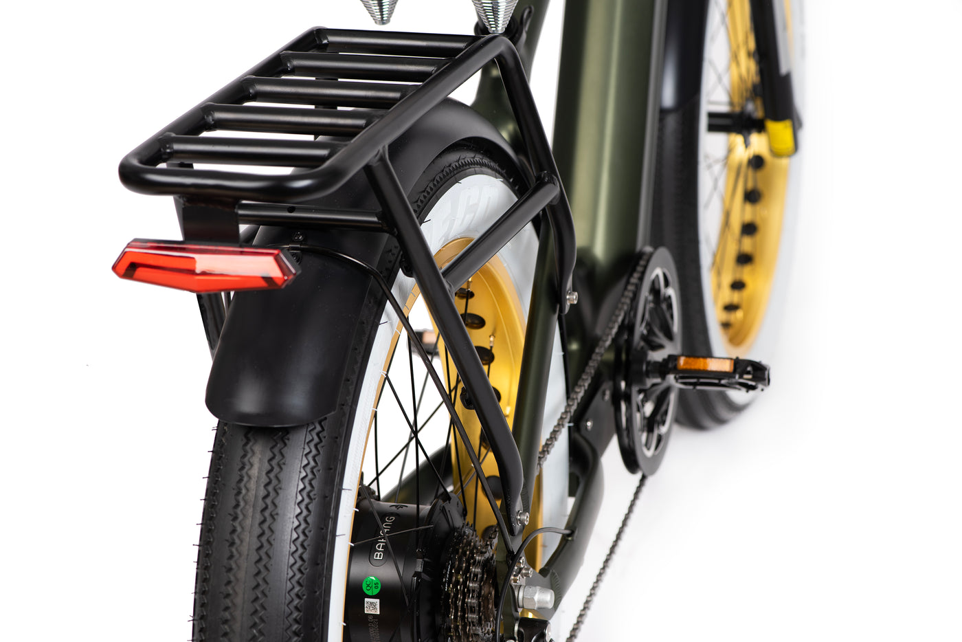 Iconic Electric ebike rear rack right slant view